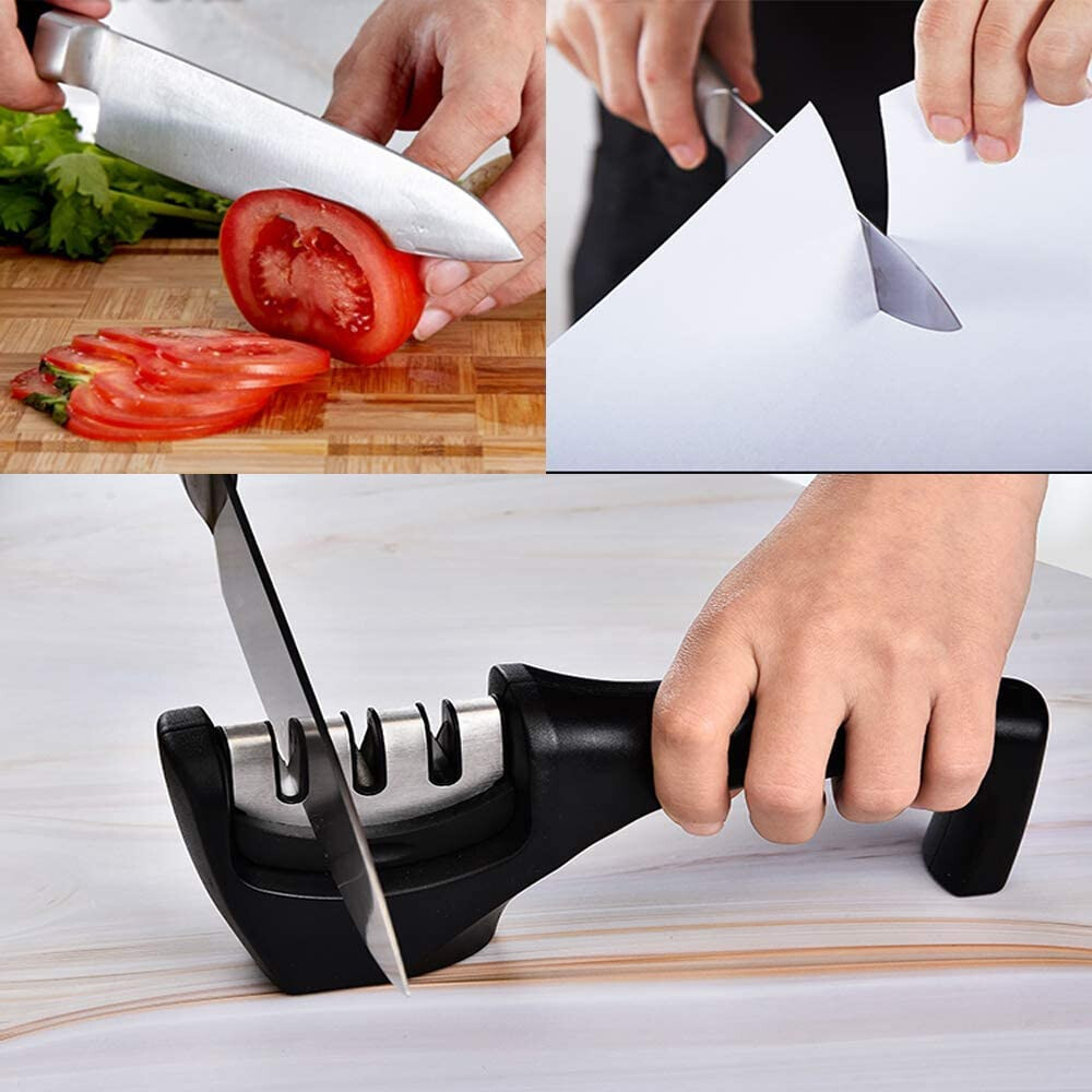 3 Stage Knife Sharpener Professional Ceramic Tungsten Kitchen Sharpening System