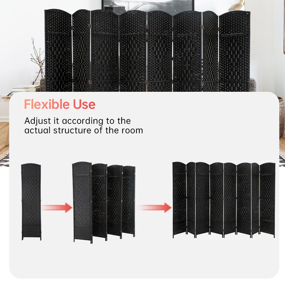Room Divider 8 Panel Room Screen Divider Wooden Screen Folding Partition Screen