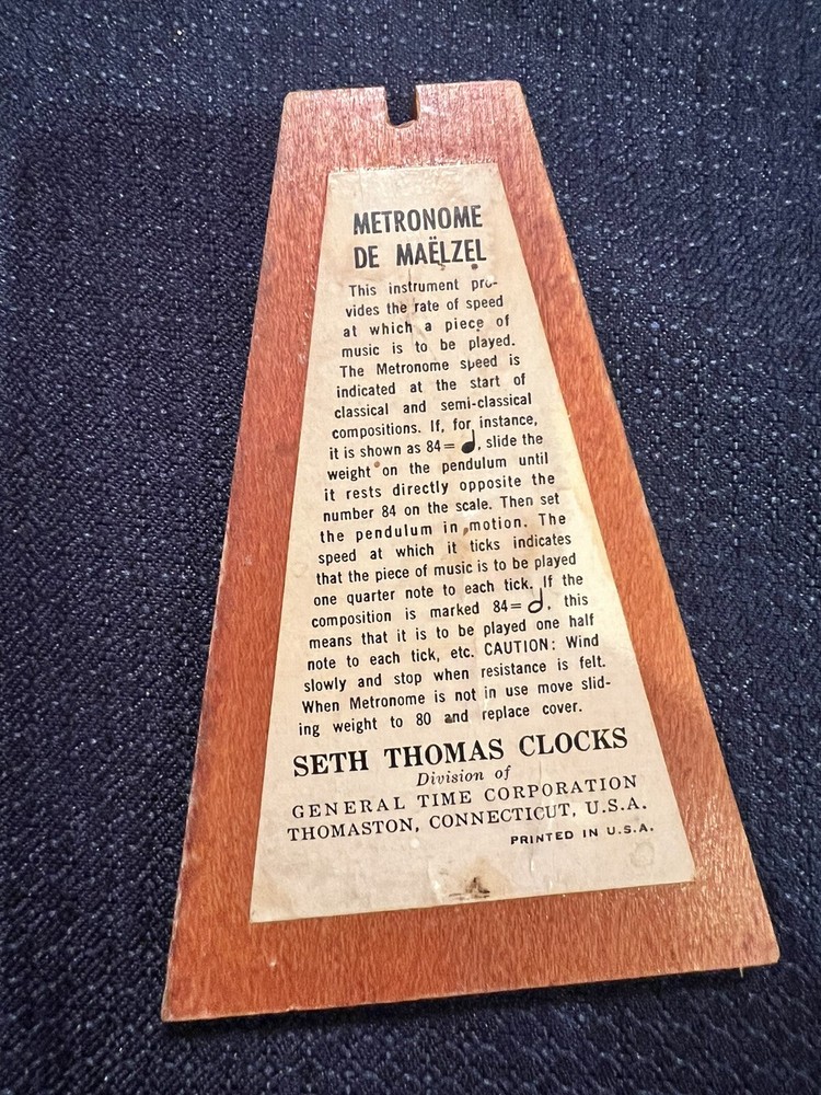 Vintage WORKING Seth Thomas Metrenome de Maelzel