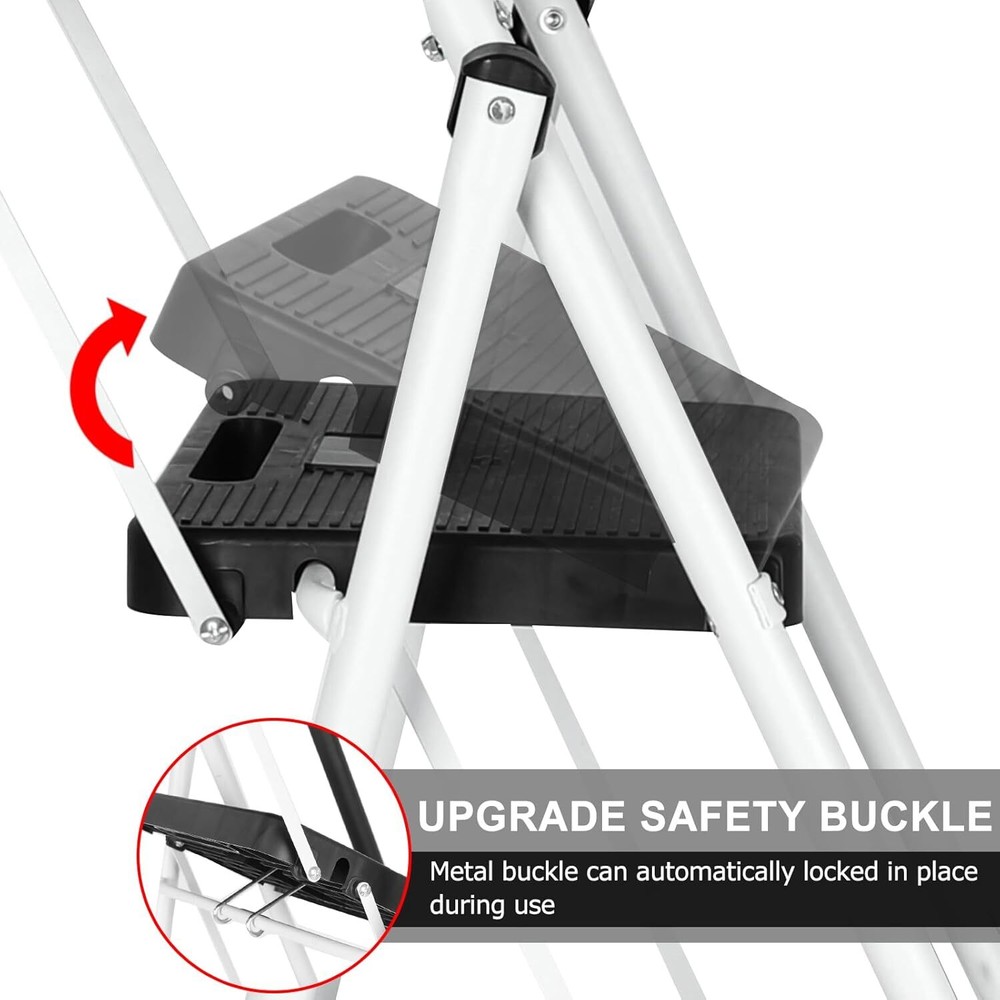 5 Step Ladder Handrails & Tool Tray Platform 330 lbs Folding Step Stool Ladder