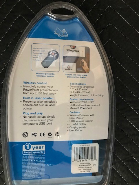 TARGUS WIRELESS PRESENTER WITH LASER POINTER NEW