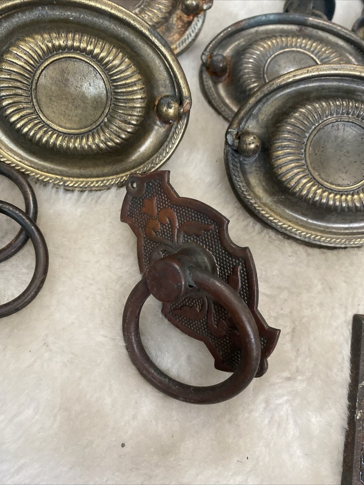 Antique Hardware Lot Pulls Latch Wheels Hook