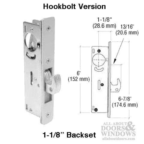 Hookbolt Lock Fits Sliding Doors Hinged Doors Only Lockbody 1 1/8th Inch Backset
