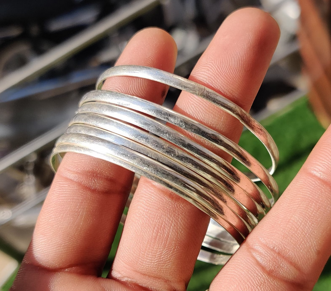 Beautiful Silver Bangle Set! Handmade 925 Sterling Silver Bangle set! MO*