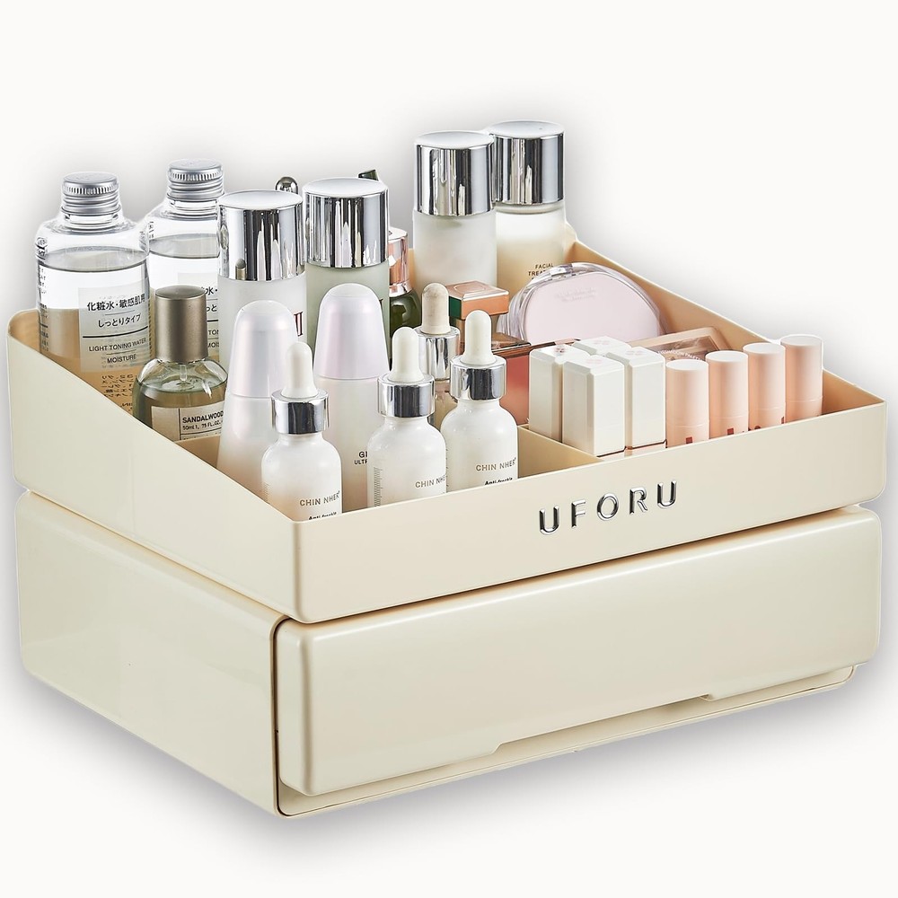 Desk Organizer with 6 Compartments, 2 Tier Stackable Storage Drawers Plastic ...