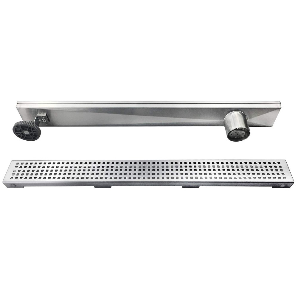 Neodrain 36-Inch Offset Side Outlet Linear Shower Drain with Quadrato Pattern
