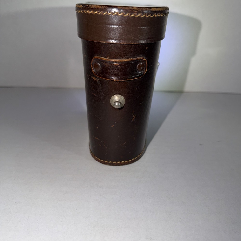 Vintage Brown Leather Binocular Case, CASE ONLY Red Felt lined, no strap.