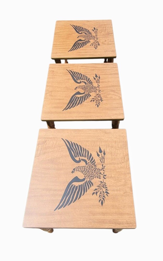 Set Vtg Mcm Stacking Nesting Tables TV Snack Plant Stand EAGLE
