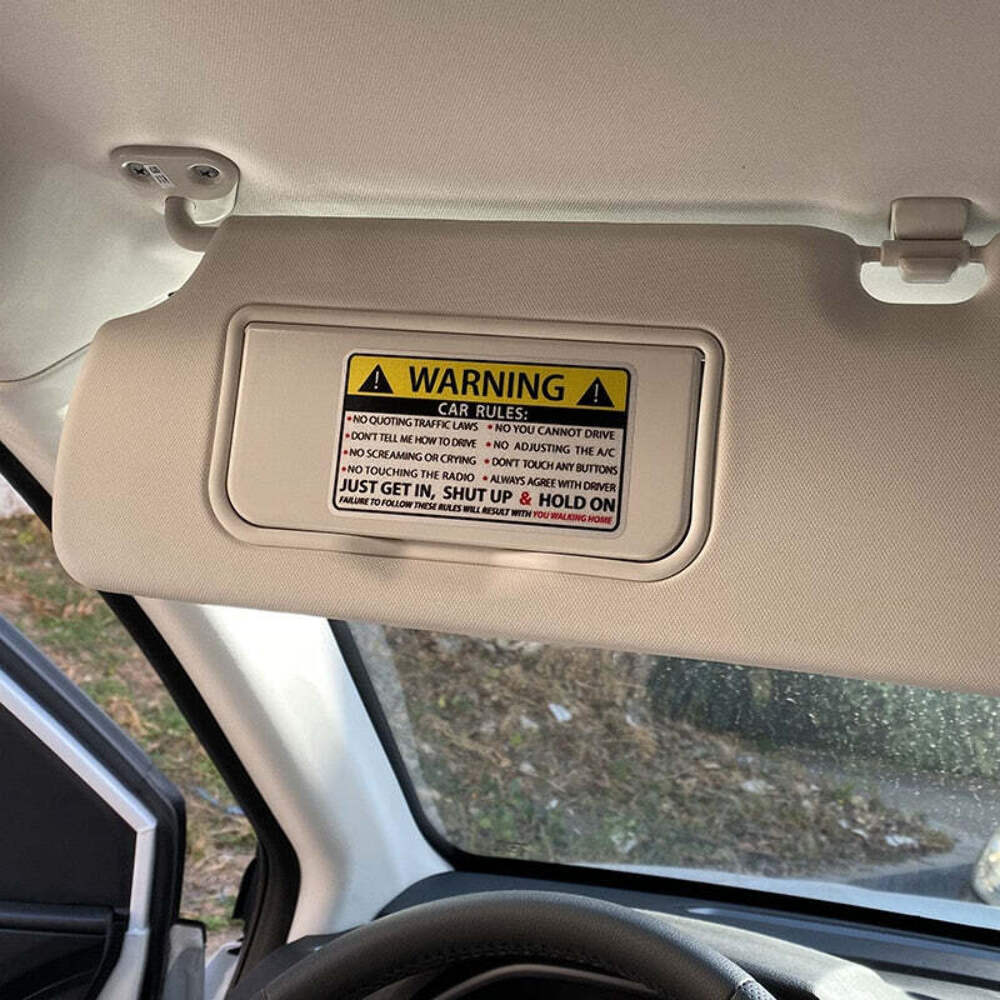 Funny Sun Visor Safety Warning Rules Decals, Pair