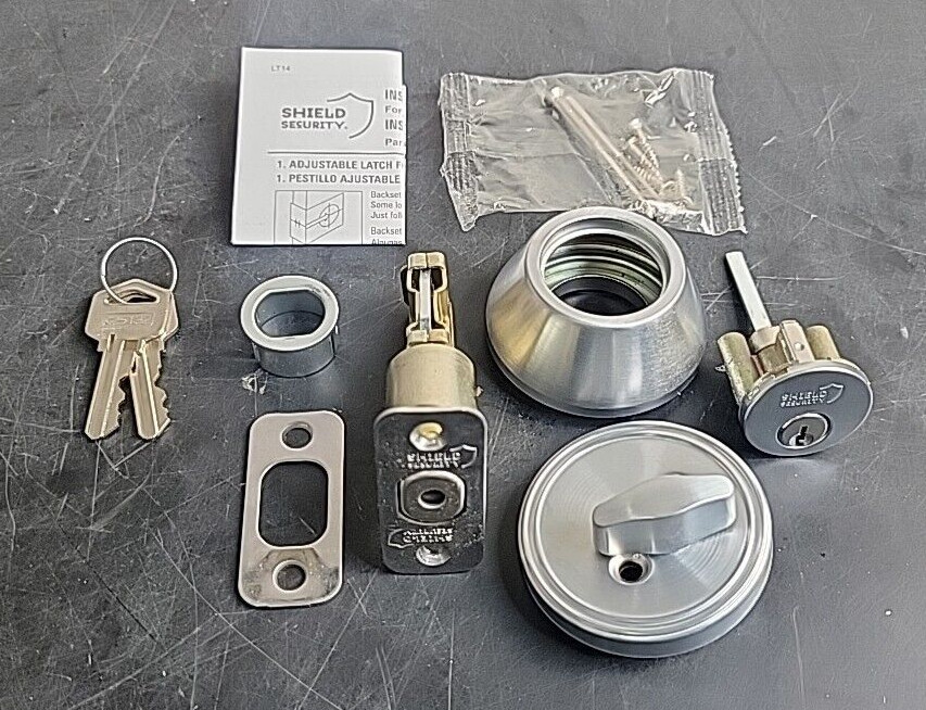 (2 Pack) Shield Security Single Cylinder Deadbolt Satin Chrome Grade 3