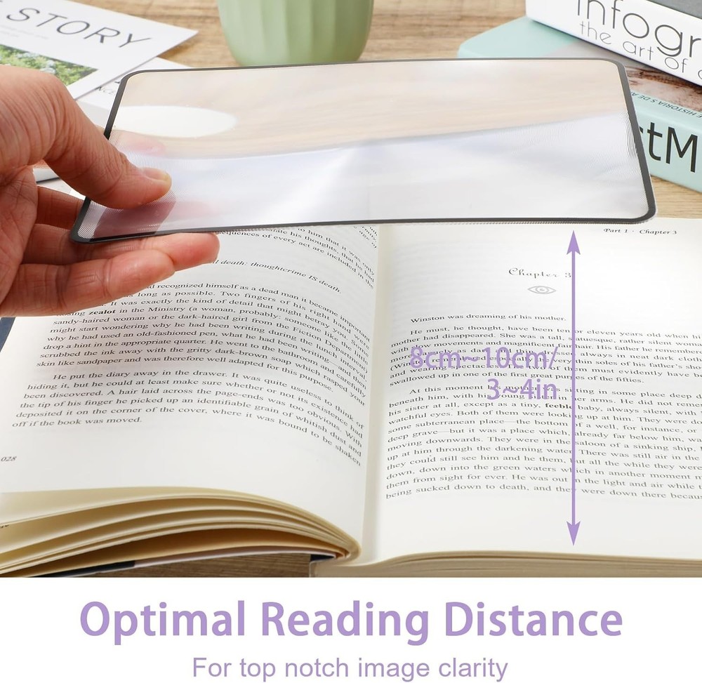 4 Pcs 3X Magnifying Sheets for Easy Reading | Lightweight Dual-Function Bookmark