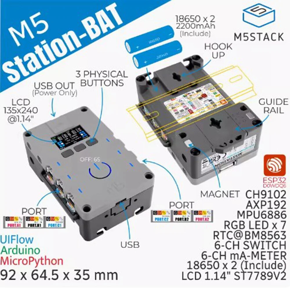 M5Stack M5Station-BAT control board programmable embedded controller ESP32 IoT