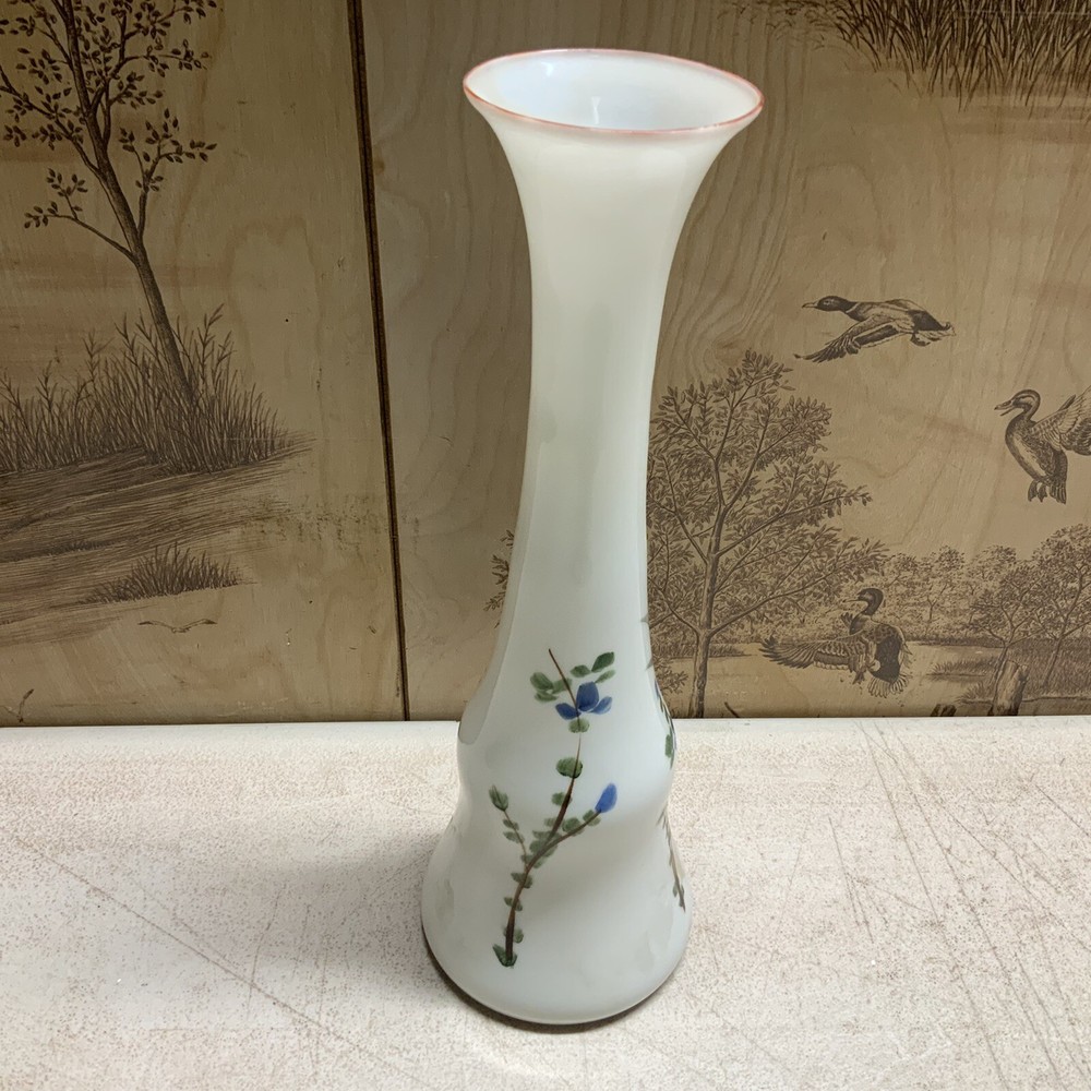 Glass Vase (White With Floral Design)