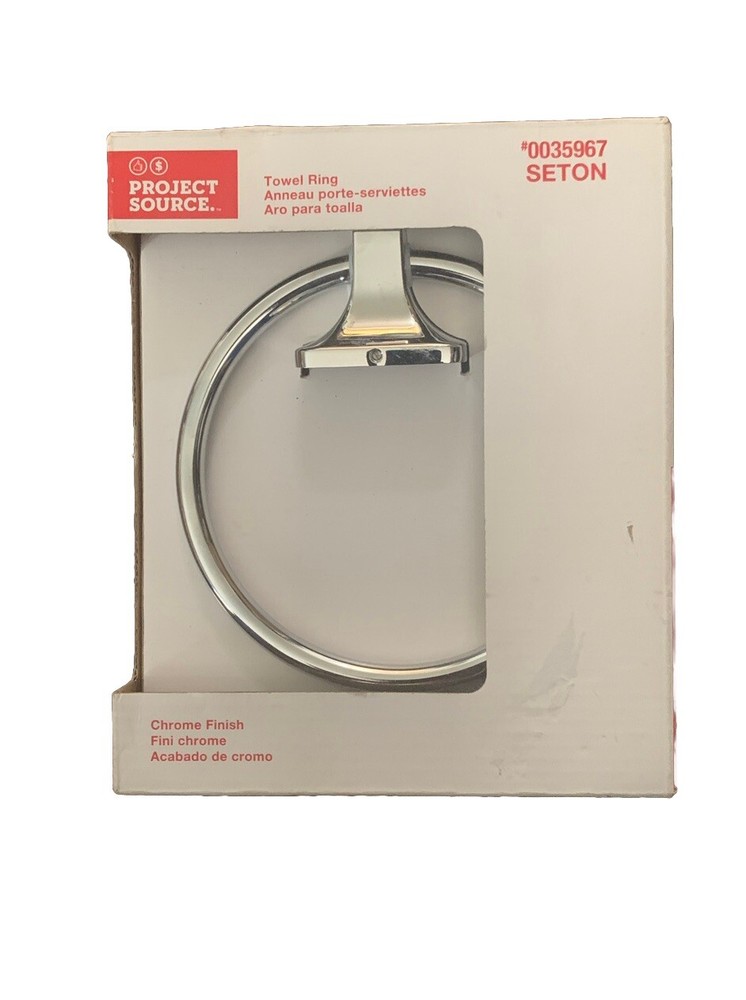 Wall Mounted Towel Ring #0035967.  Project Source. Chrome Finish -Seton 0519 New
