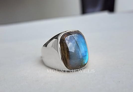 Natural Labradorite Gemstone Ring Mens ring 925 silver ring handmade ring
