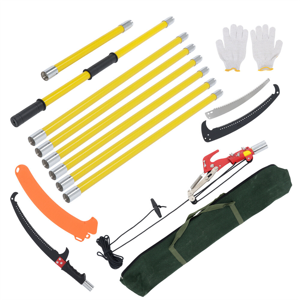 27 Feet Tree Pole Pruner Manual Branches Trimmer Tree Branch Garden Tools Yellow