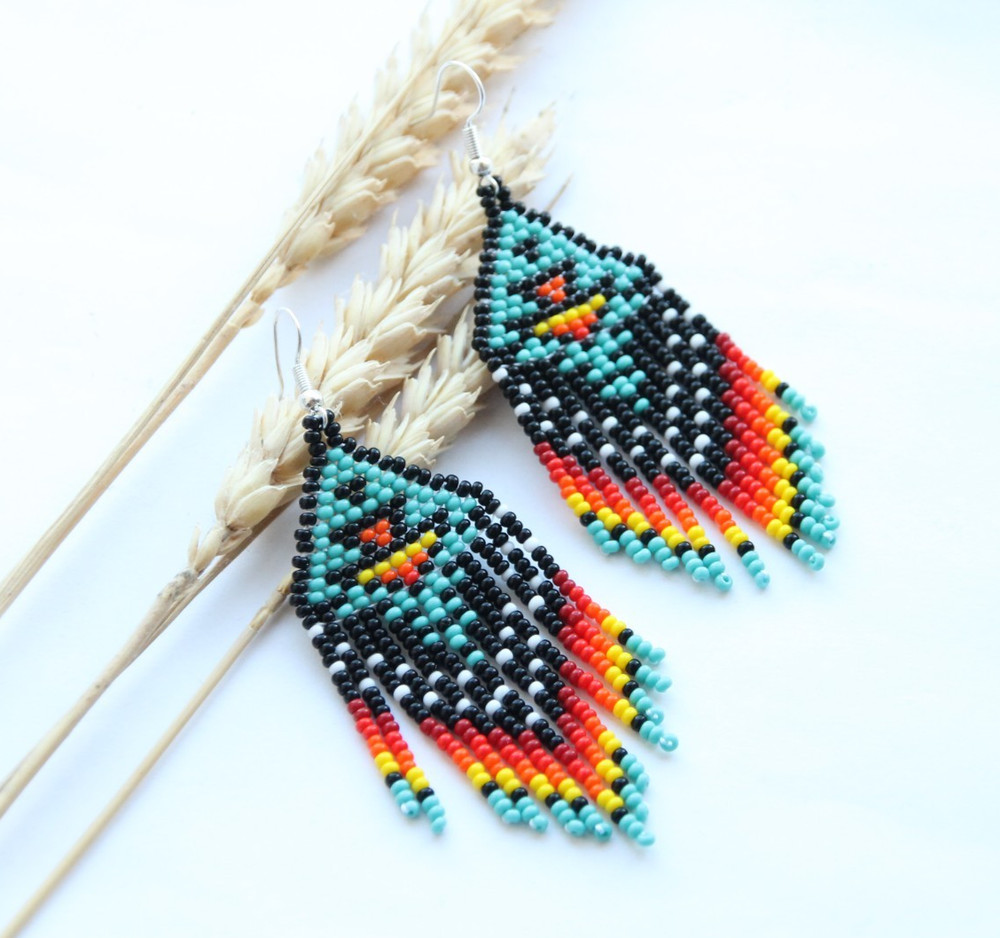Beaded  Earrings, Native American Style,Handmade Earrings