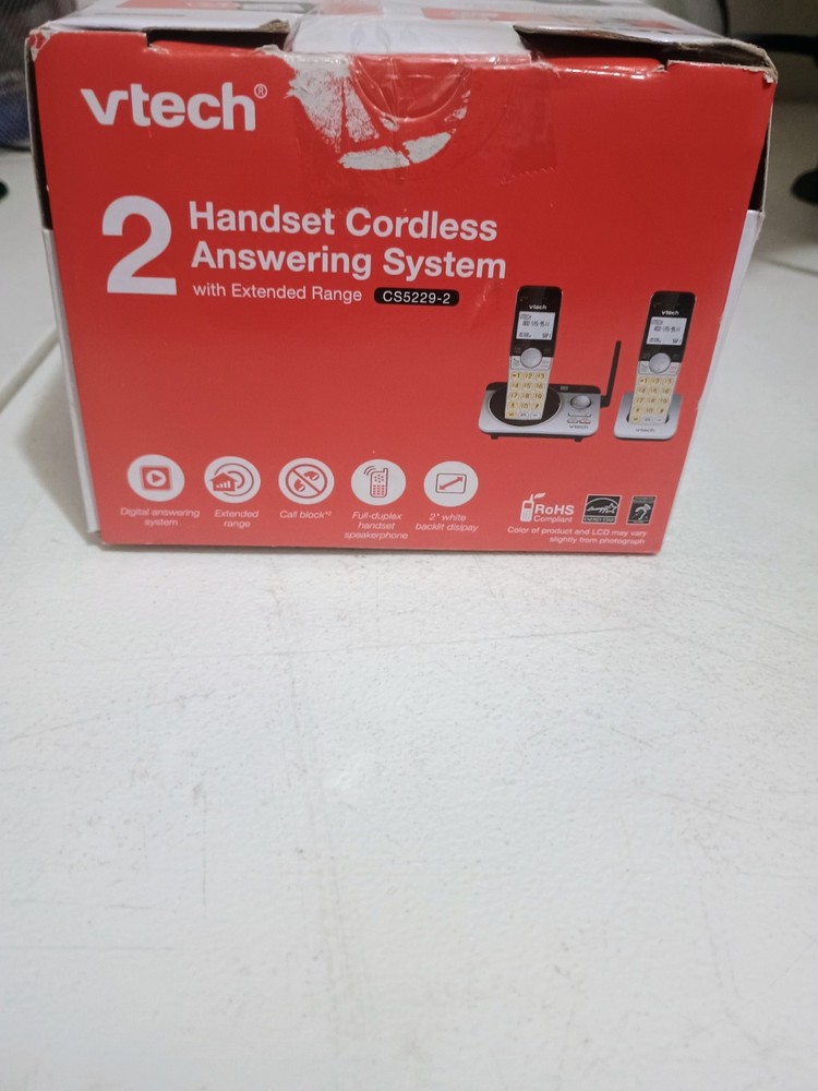 VTech Cordless Answering System with Extended Range 2 Handsets CS5229-2 Openbox