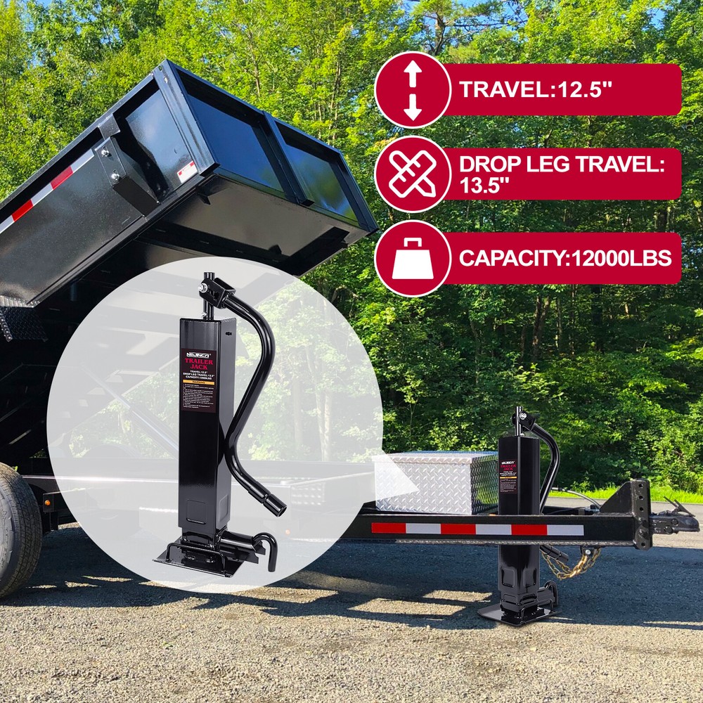 NEW 12000lbs 12.5"Heavy-Duty Trailer Jack Square Weld-on RV Yacht Trailer JY US