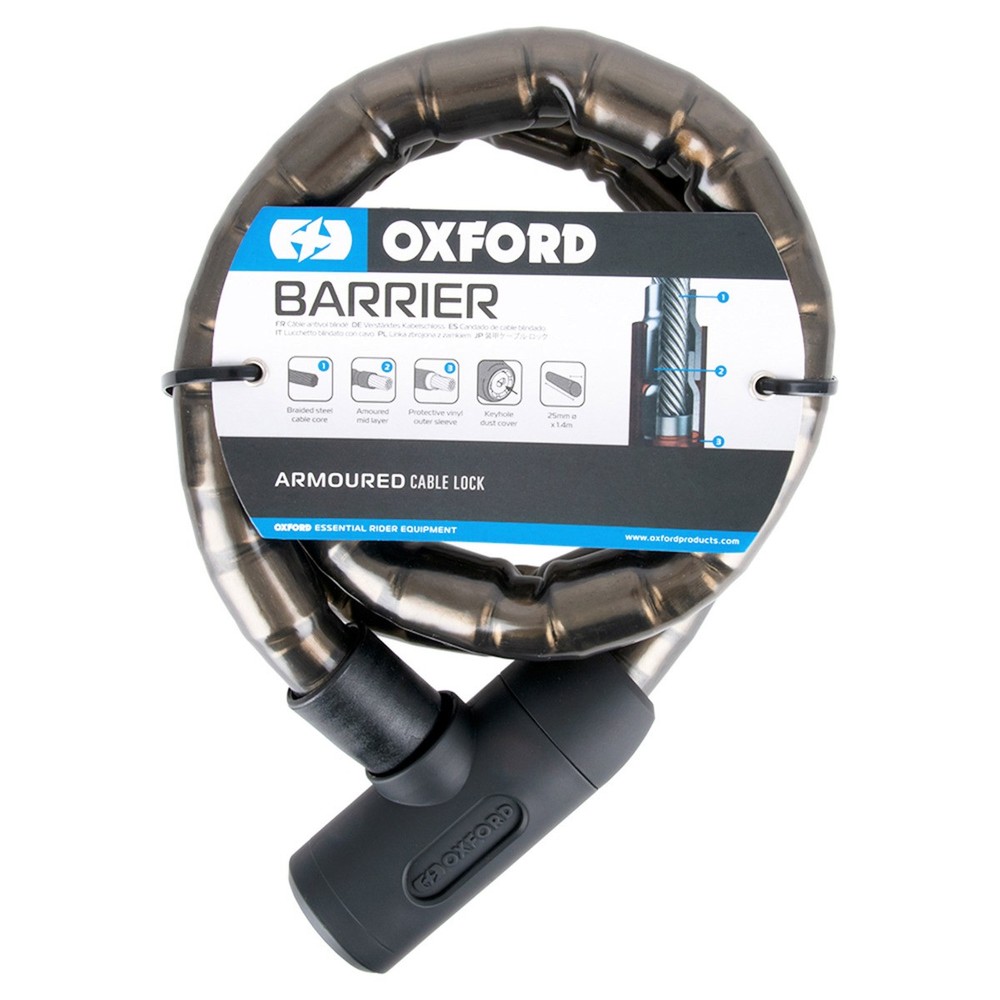 Oxford Barrier Cable Lock - Smoke - 25mm / 1.4m