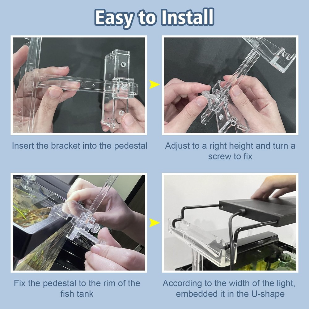 Aquarium Light Riser LED Stand 2pcs Transparent Width 2.5-4.4 Inches
