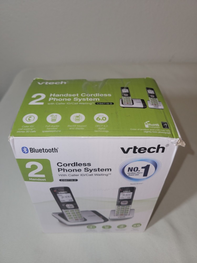 VTech 2 Handset Cordless Phone System - Bluetooth - CS6719-2. New Open Box