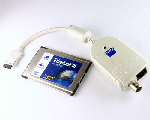 3Com EtherLink PCMCIA Ethernet LAN PC Card 3C589D + Combo Dongle Cable