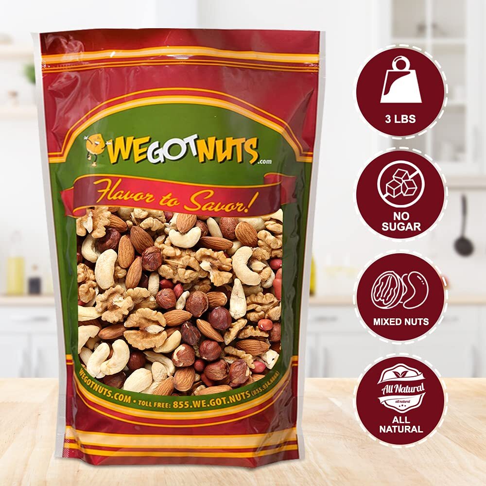 Raw Deluxe Mixed Nuts 3 Lbs in Resealable Bag We Got Nuts