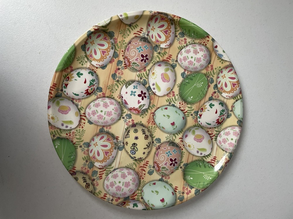 (3) Plastic Easter Serving Tray. (1) Rectangle, (1) Round And (1) Round Bowl