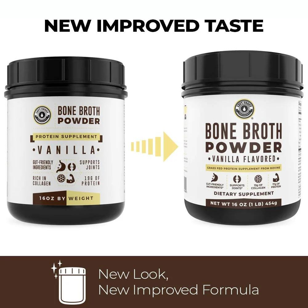 Left Coast Performance Bone Broth Protein Powder, Vanilla Grass Fed Non-GMO 16oz