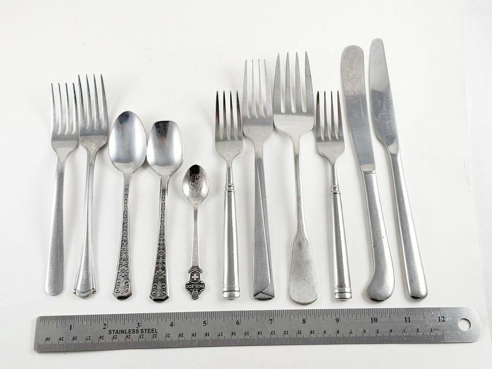 Vintage Mixed Lot Silverware Flatware Stainless Steel Serving Dinner Utensils