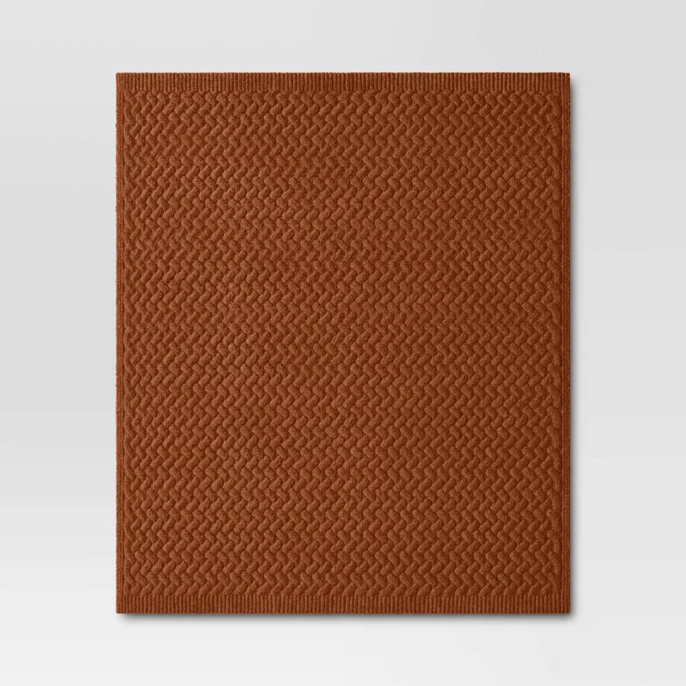Chunky Chenille Throw Deep Clay Orange - Threshold
