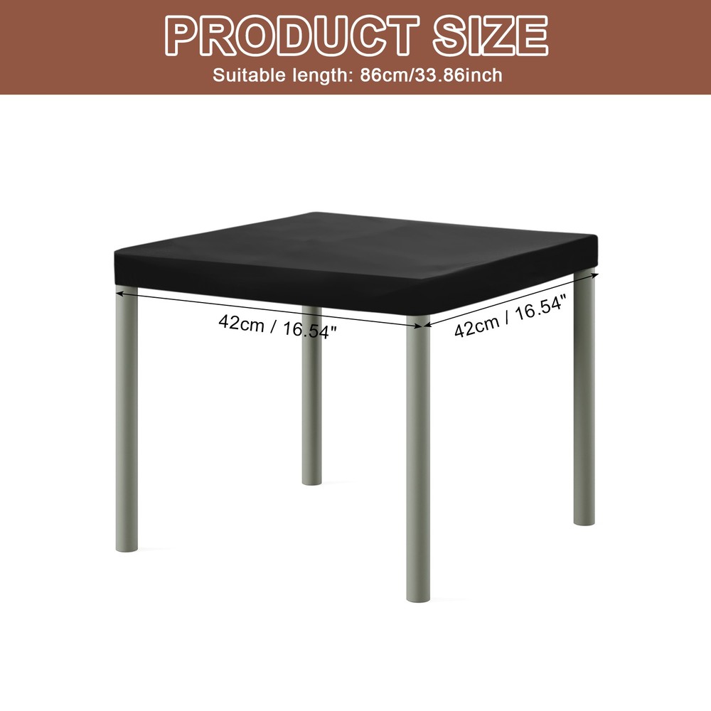 Picnic Table Cloth, 34"x34" Square Elastic Fitted Tablecloths, Black