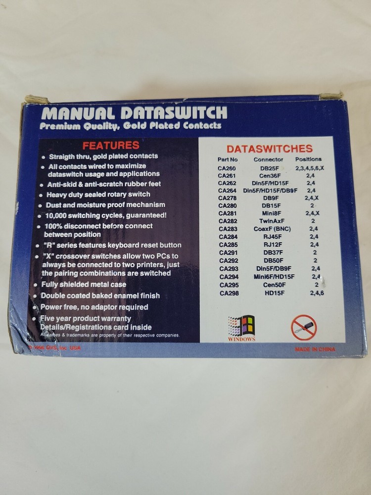 Data Transfer AB Switch Manual DB25F Connections *NEW*