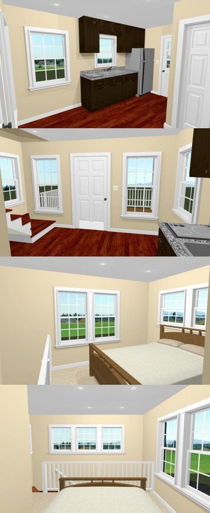 14x14 Tiny House -- 342 sq ft -- PDF FloorPlan -- Model 4