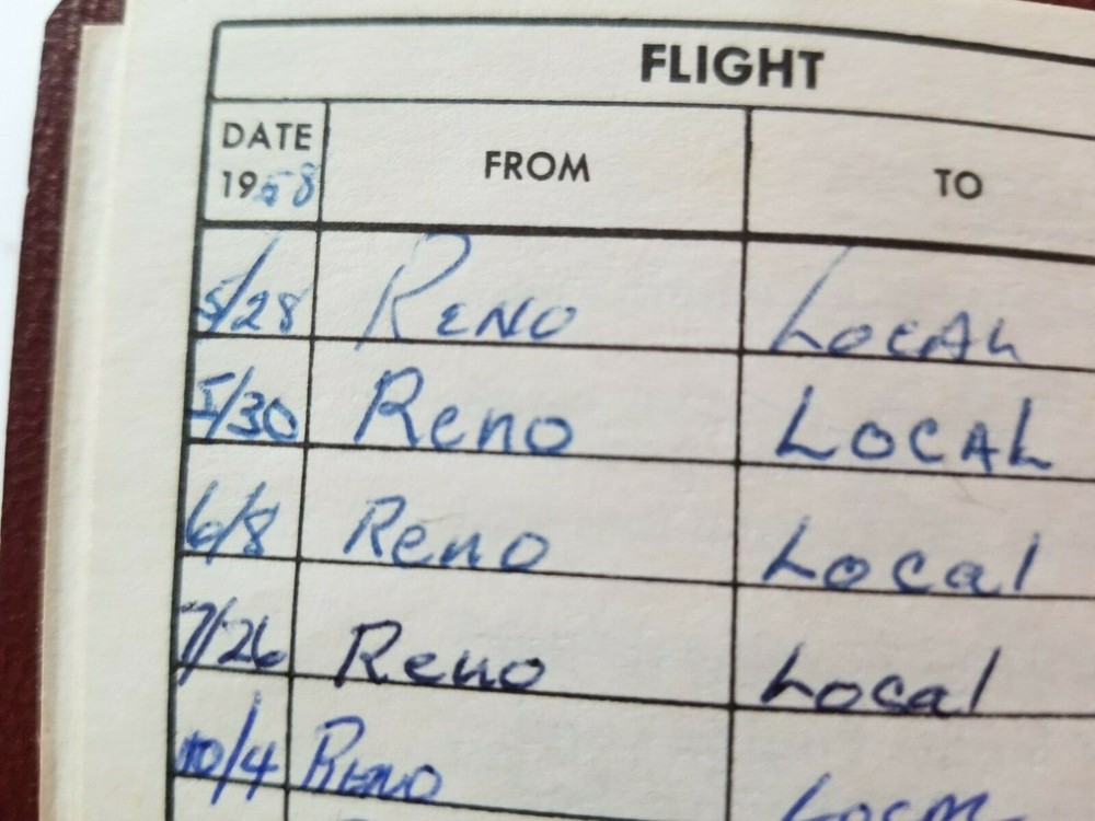 1958 FLIGHT LOG Reno Area