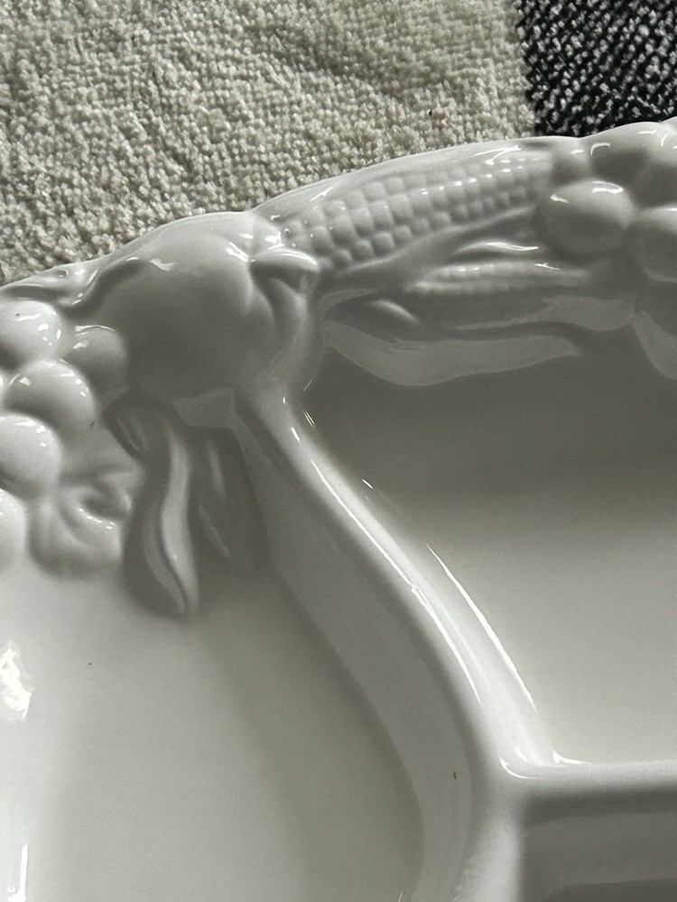 OBLONG ceramic VEGETABLE DIVIDED SERVING PLATTER