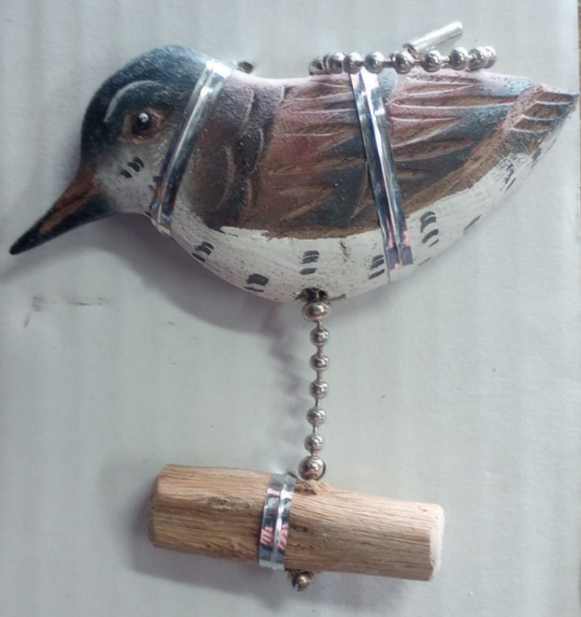 Ceiling Fan Chain Pull Ornament Decorative Hand Carved Sandpiper Painted