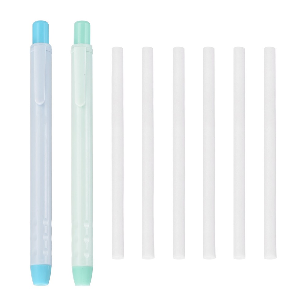 2+6Pcs Retractable Eraser Pen with 6Replacement Refill, Light Blue/Light Gray