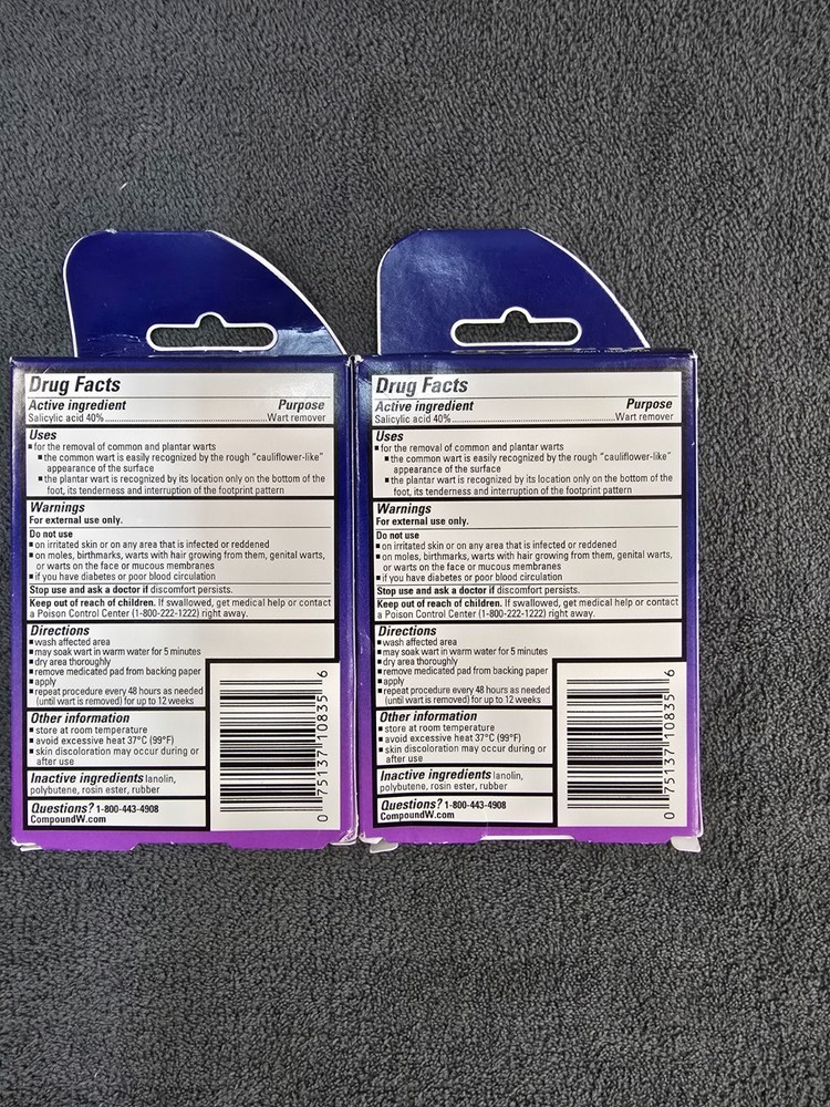 (2) Compound W Maximum Strength One Step Wart Remover Pads 7/27