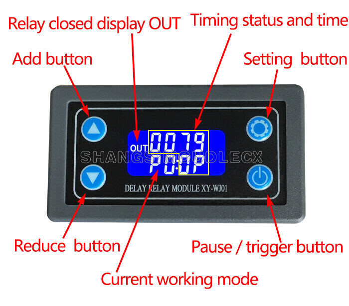 1CH Delay Relay Module Digital LCD Display Cycle Timing Circuit Switch AU