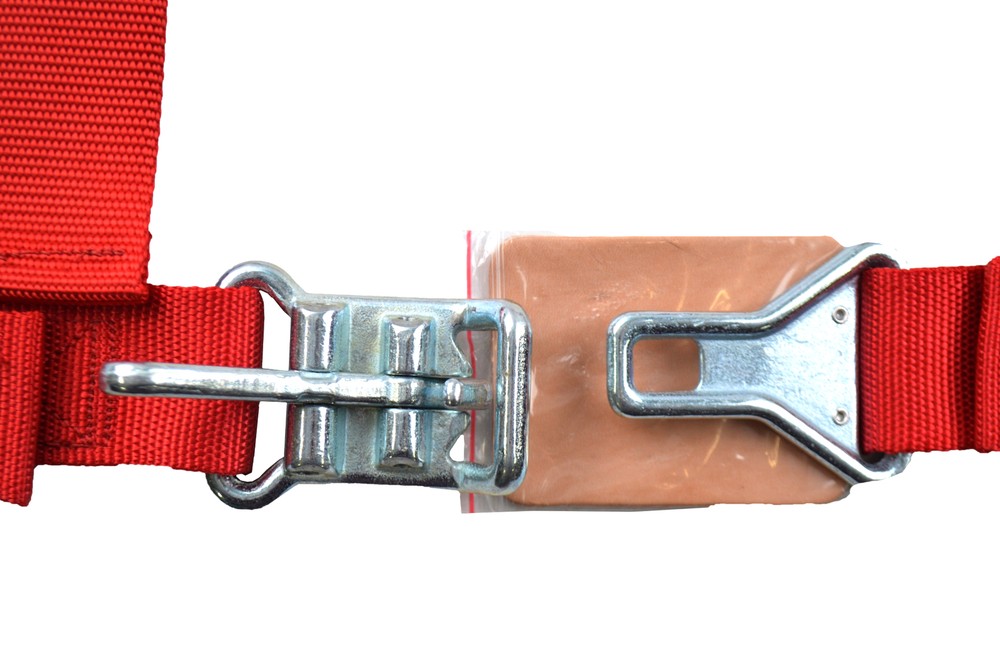 RED 3 POINT RACE HARNESS 2" LATCH & LINK PULL UP LAP BELTS BOLT FLOOR MOUNT