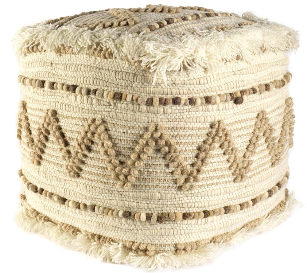 18 Beige Cotton Blend Ottoman