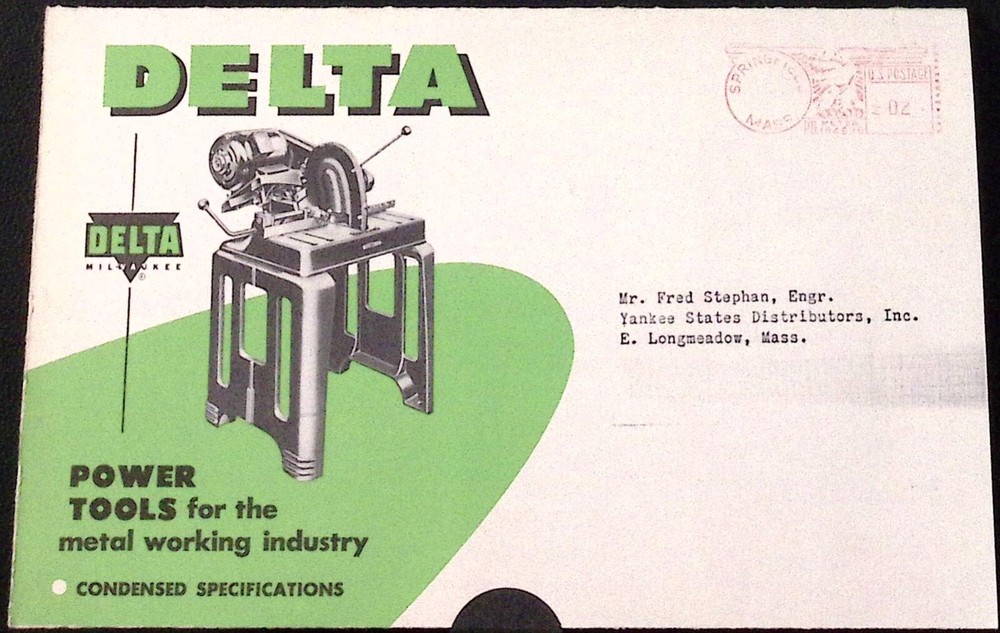 1950s Delta Power Tools Metal Working Tools Fold Out Poster Brochure