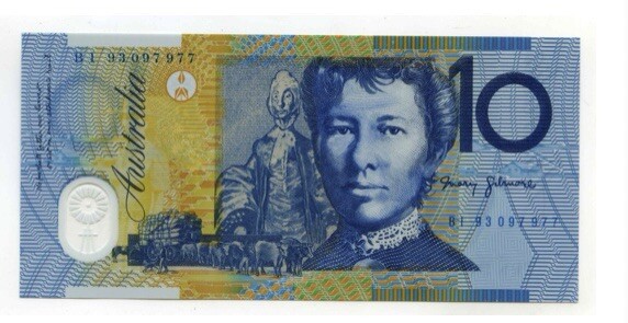 1993 Fraser/Evans $10.00 Banknotes - Blue Shading