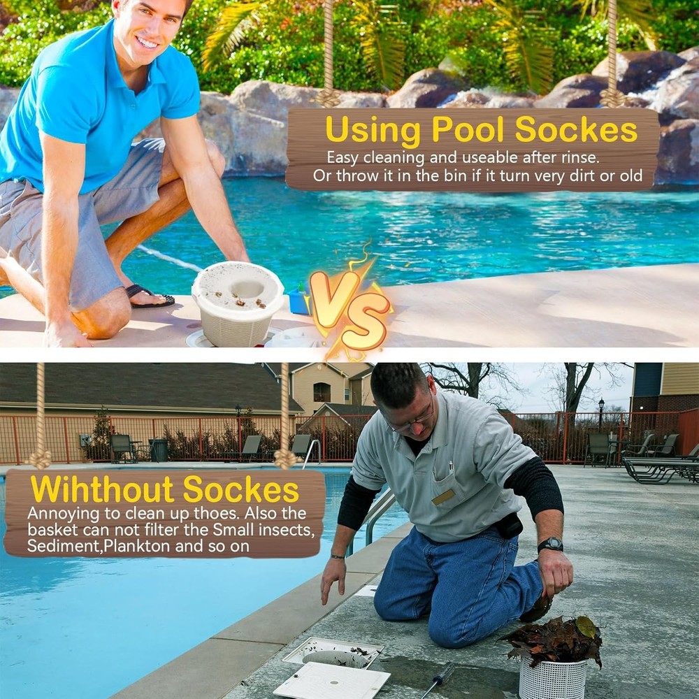 30 Pool Skimmer Filter Socks for Inground & Above Ground Pool Maintenance