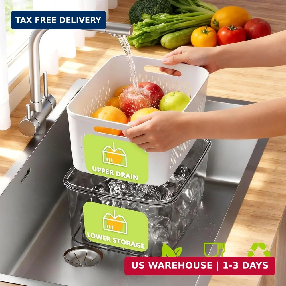 HOMETALL 5 Pack Fruit Storage Containers for Fridge, Plastic Fruit Containers fo