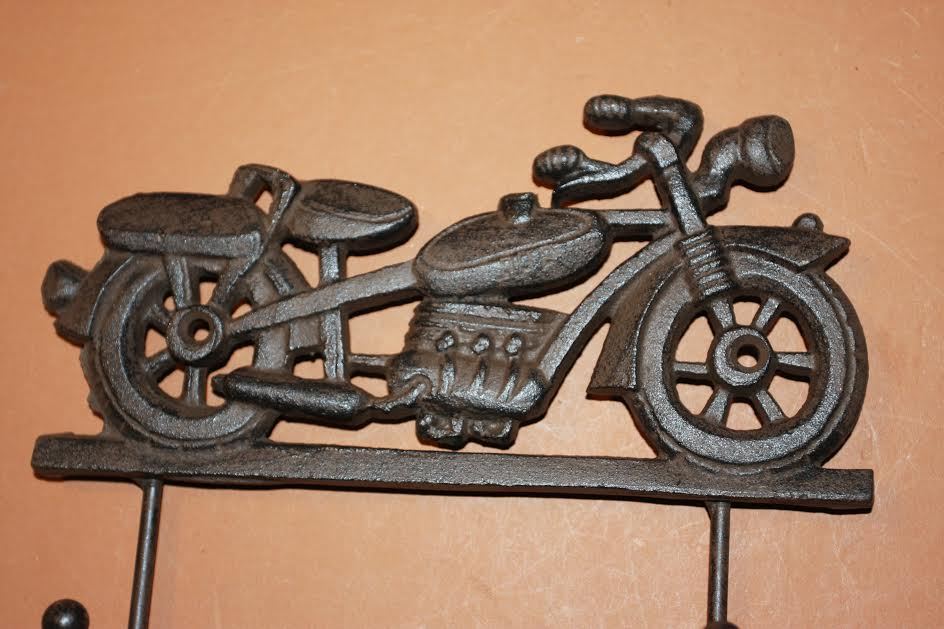 (2)pcs, Vintage Motorcycle Wall hook, Biker Garage Wall Decor, Solid Cast Iron
