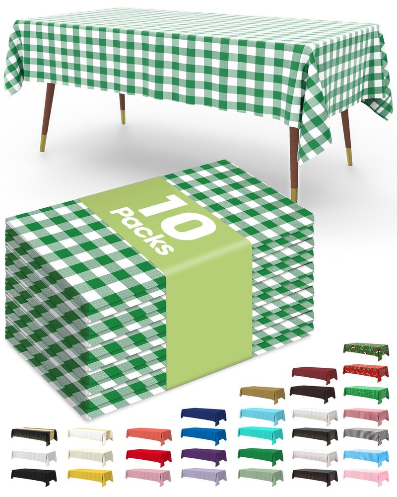 Premium Use and Throw Table Covers 10 Pack 54x108 Inch Black for Rectangular ...