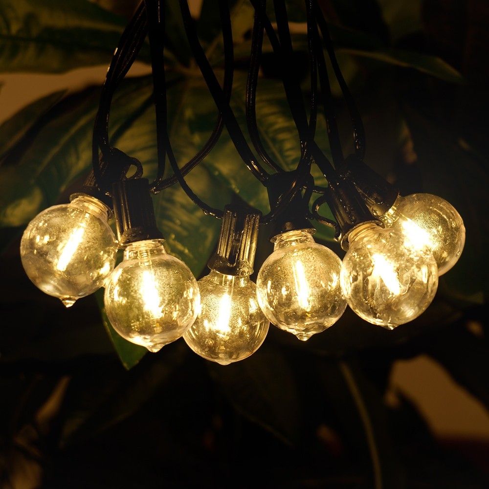 50 LED String Lights, 98FT Waterproof, Warm White, Plug-In for Patio & Deck